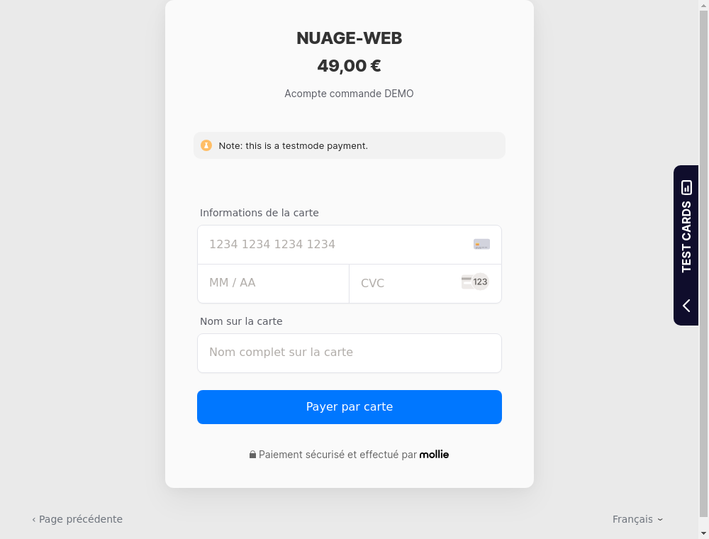 R&egrave;glement s&eacute;curis&eacute; par carte bancaire depuis le lien de paiement DoliPlus