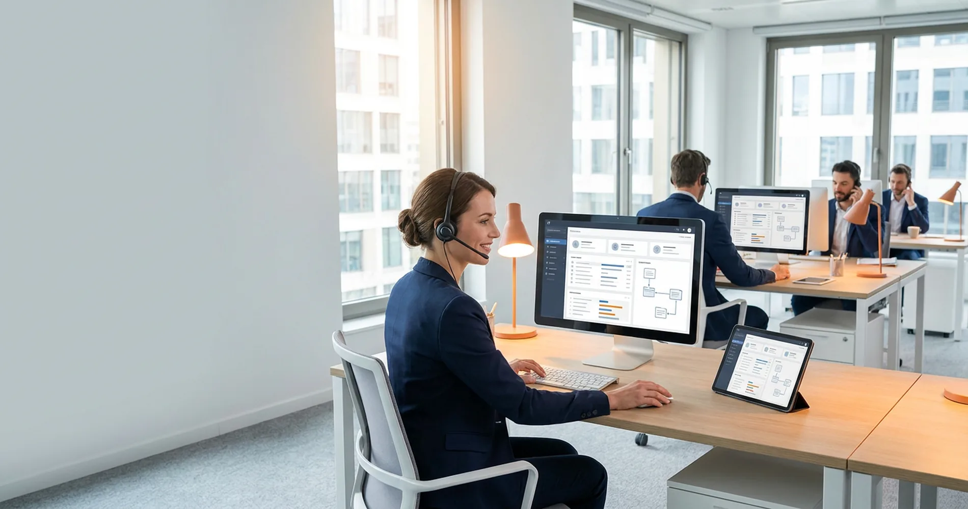 Liaison téléphonie — L’appel arrive, la fiche client s’ouvre. Le compte rendu et la relance suivent
