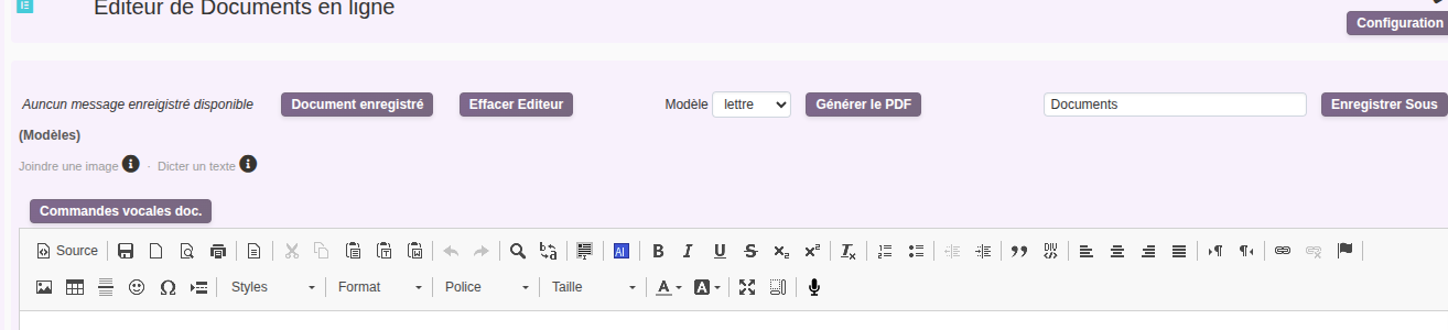 &eacute;diteur de courrier Office DoliPlus avec logiciel de reconnaissance vocale