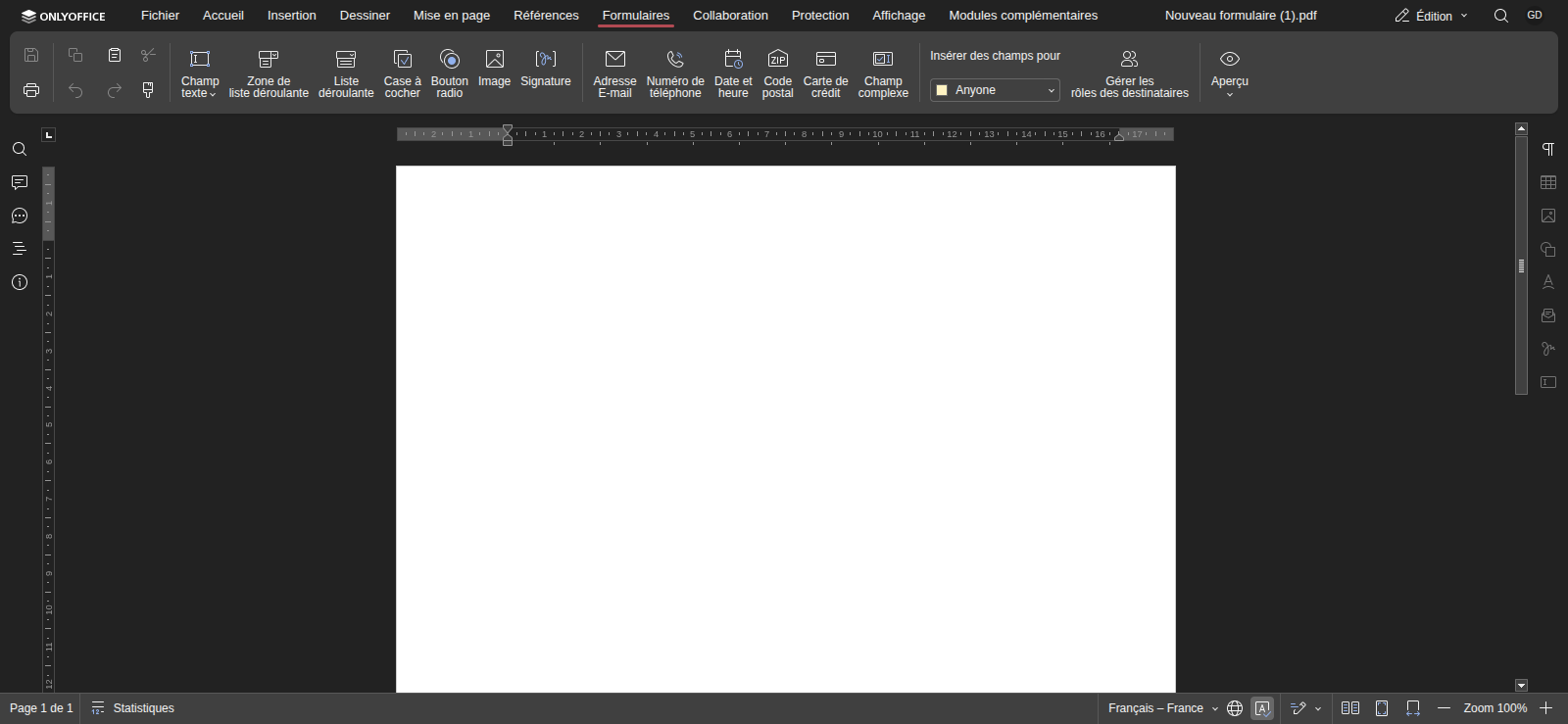 cr&eacute;er un formulaire &agrave; remplir dans DoliPlus avec OnlyOffice