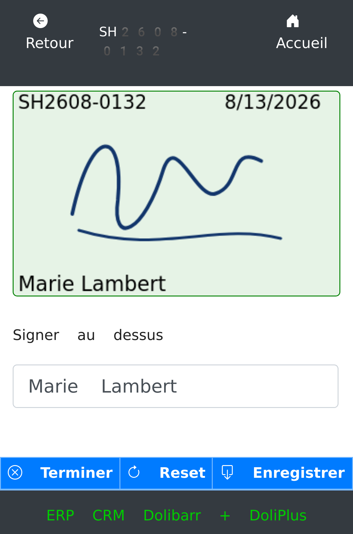 Gestion des exp&eacute;ditions et livraisons : signature du client sur le bon de livraison depuis le t&eacute;l&eacute;phone