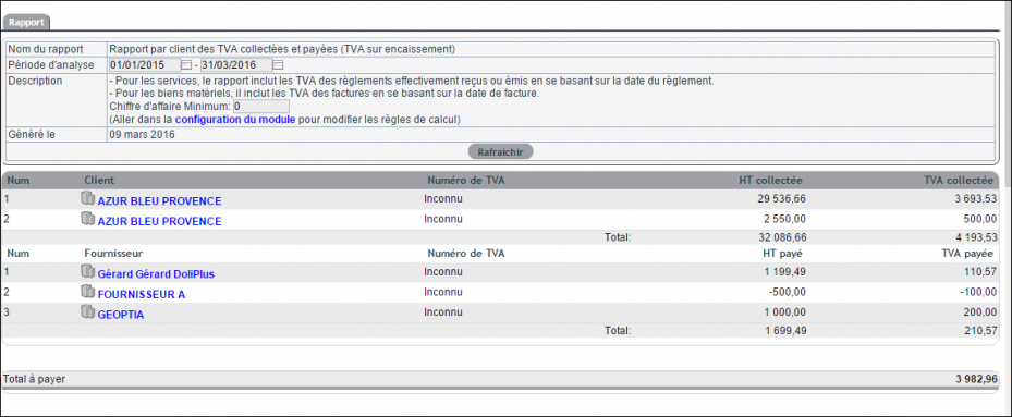 rapport de TVA par tiers dans DoliPlus : analyse de la TVA par client