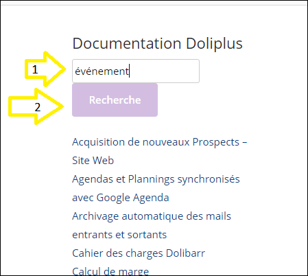 recherche forc&eacute;e de la documentation avec le bouton Rechercher dans DoliPlus